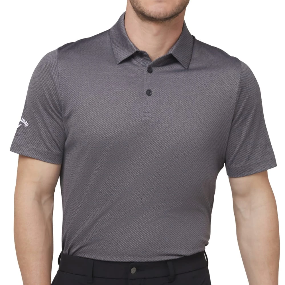 Callaway Heathered Jacquard Polo Shirt - Black Heather - Image 6